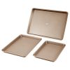 VEVOR Baking Pans Set, 3-Piece, Nonstick Carbon Steel Cookware Sheets & Trays, Stackable Kitchen Oven Bakeware Cooking Sets with Silicone Handles