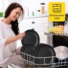 Large Kitchen Wheat Straw Dinnerware 16PCS Set Unbreakable Plates and Bowls Indoor Outdoor Kitchen Plastic Reuasble Plates and Bowls Dinner Dishes Set