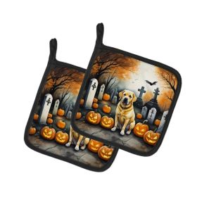 Yellow Labrador Retriever Spooky Halloween Pair of Pot Holders Kitchen Heat Resistant Pot Holders Sets Oven Hot Pads for Cooking Baking BBQ, 7 1/ (Option: default)