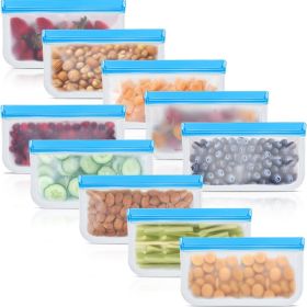 Reusable Silicone Food Storage Bags, Leakproof Dishwasher Safe, Freezer & Lunch Bags (Option: blue)