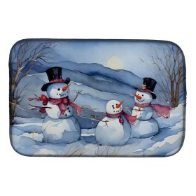 Christmas Snowmen Dish Drying Mat Absorbent Dish Drying Mat Pad for Kitchen Counter Dish Drainer Mat for Countertop, 14 x 21", Multicolor (Option: default)