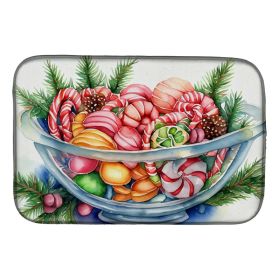 Christmas Candy Canes Dish Drying Mat Absorbent Dish Drying Mat Pad for Kitchen Counter Dish Drainer Mat for Countertop, 14 x 21", Multicolor (Option: default)
