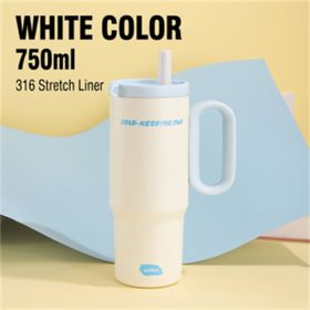 26oz Insulated Tumbler With Handle & Straw, Stainless Steel Cold Cup Keeps Drinks Cold12H Large Capacity Travel Mug, Double Wall Vacuum Insulated (Option: blue)