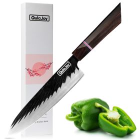 Qulajoy 8 Inch Japanese Kiritsuke Knife, Professional Hand Forged High Carbon Kitchen Chef Knife With Ebony Handle (Option: Chef)