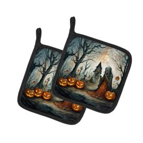 The Weeping Woman Spooky Halloween Pair of Pot Holders Kitchen Heat Resistant Pot Holders Sets Oven Hot Pads for Cooking Baking BBQ, 7 1/2 x 7 1/ (Option: default)